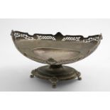 A LATE VICTORIAN FRUIT OR DESSERT STAND on an oval pedestal base with four feet, the boat-shaped