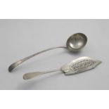A GEORGE III OLD ENGLISH PATTERN SOUP LADLE maker's mark only "TT" script (struck four times),