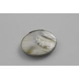 A GEORGE I / II MOUNTED MOTHER OF PEARL SNUFF BOX oval with a stand-away hinge, unmarked 1725-30;