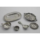 A MIXED LOT:- A small oval tray with a reeded rim, struck only with a French duty mark, probably