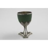 AUSTRALIA:- A Victorian mounted emu egg goblet on a triform base with cast emu leg supports and a