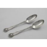 A PAIR OF GEORGE IV KING'S HUSK PATTERN TABLE SPOONS by William Chawner, London 1826/28; 6.8 oz (2)