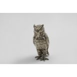 AN ELECTROPLATED FIGURE OF A LONG-EARED OWL probably late 20th century; 5" (12.8 cms) high