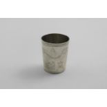 A LATE 18TH CENTURY GERMAN TAPERING BEAKER with engraved borders and an engraved scene on one side