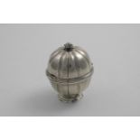 A LATE 18TH / EARLY 19TH CENTURY GLOBULAR SOAP BOX on a shaped circular foot with fluting to the