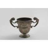 A LATE VICTORIAN SMALL TWO-HANDLED TROPHY CUP inscribed "Peterborough Beagle Show 1899....won by the
