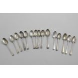 FIFTEEN VARIOUS GEORGE I / EARLY GEORGE II TEA SPOONS Hanoverian pattern, with plain moulded