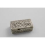 A LATE 19TH / EARLY 20TH CENTURY CHINESE RECTANGULAR BOX decorated in relief with prunus blossom