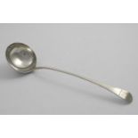 A GEORGE III OLD ENGLISH PATTERN SOUP LADLE crested, by Thomas Wallis, London 1796; 13.2" (33.5