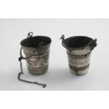 TWO 19TH CENTURY ITALIAN HOLY WATER PAILS 3.25" (8.2 cms) high; 5.5 oz (2)