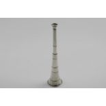 AN EARLY 20TH CENTURY HUNTING HORN inscribed "Presented to T. Wilson Esq., M.F.H. by the Keepers &