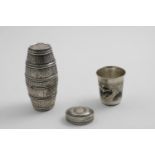 A RUSSIAN NIELLOWORK BEAKER Moscow 1875, a Continental double beaker in the form of a barrel with