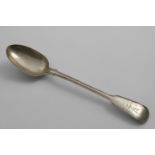 A VICTORIAN FIDDLE & THREAD PATTERN BASTING SPOON crested, by George Adams, London 1873; 12" (30.5