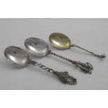 A DECORATIVE CONTINENTAL SPOON with two classical figures on the terminal, with pseudo marks and