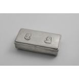 A DUTCH ENGRAVED TOBACCO BOX rectangular with rounded corners & reeded borders, the cover set with