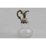 A VICTORIAN SILVERGILT MOUNTED CUT-GLASS SHIP'S DECANTER OR EWER with a mounted cork stopper, a