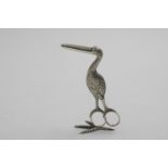 A PAIR OF EARLY VICTORIAN CAST NOVELTY FIGURAL GRAPE SHEARS in the form of a stork, standing