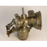 H. Miller 'Cetolite' Acetylene Gas Lamp from the 1920s, nickel-plated on brass with a carrying