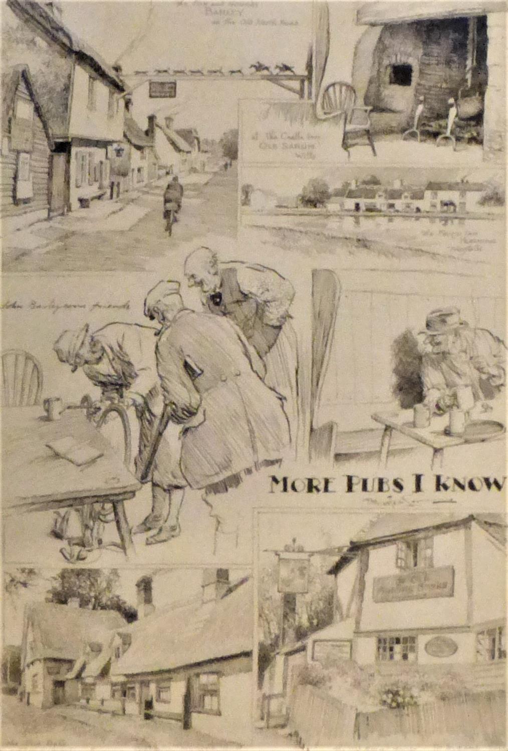 Frank (Pat) Patterson. A pen and ink depiction 'More Pubs I Know' being six vignette images in a