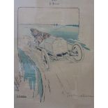 Ernest Montaut (1879-1909): A Toute-Allure. Original lithograph, vertical format, framed, mounted