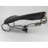 A Safety Bicycle Saddle. Nickel-plated frame, with a new leather top.