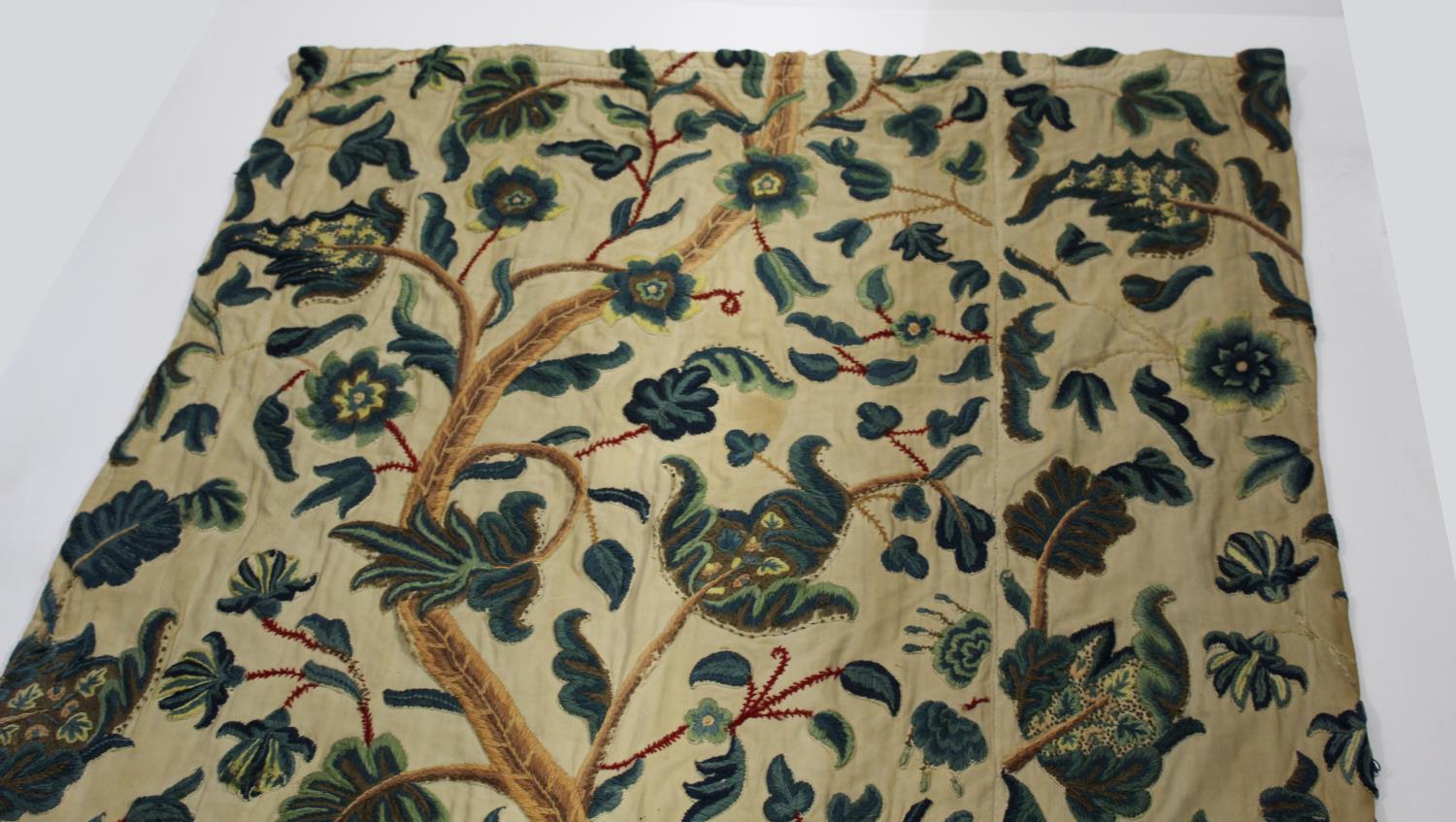 PAIR OF CREWELWORK CURTAINS a pair of curtains adapted in the late 19thc or early 20thc from 18thc - Image 6 of 25