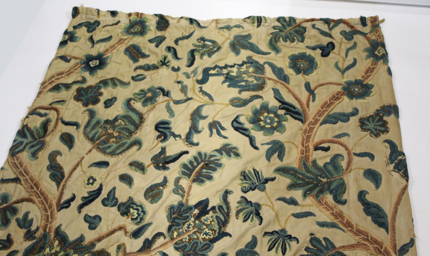 PAIR OF CREWELWORK CURTAINS a pair of curtains adapted in the late 19thc or early 20thc from 18thc - Image 11 of 25