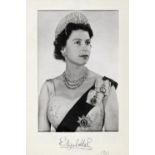 QUEEN ELIZABETH - SIGNED PHOTOGRAPH a framed photograph of Queen Elizabeth, signed and dated 1961.