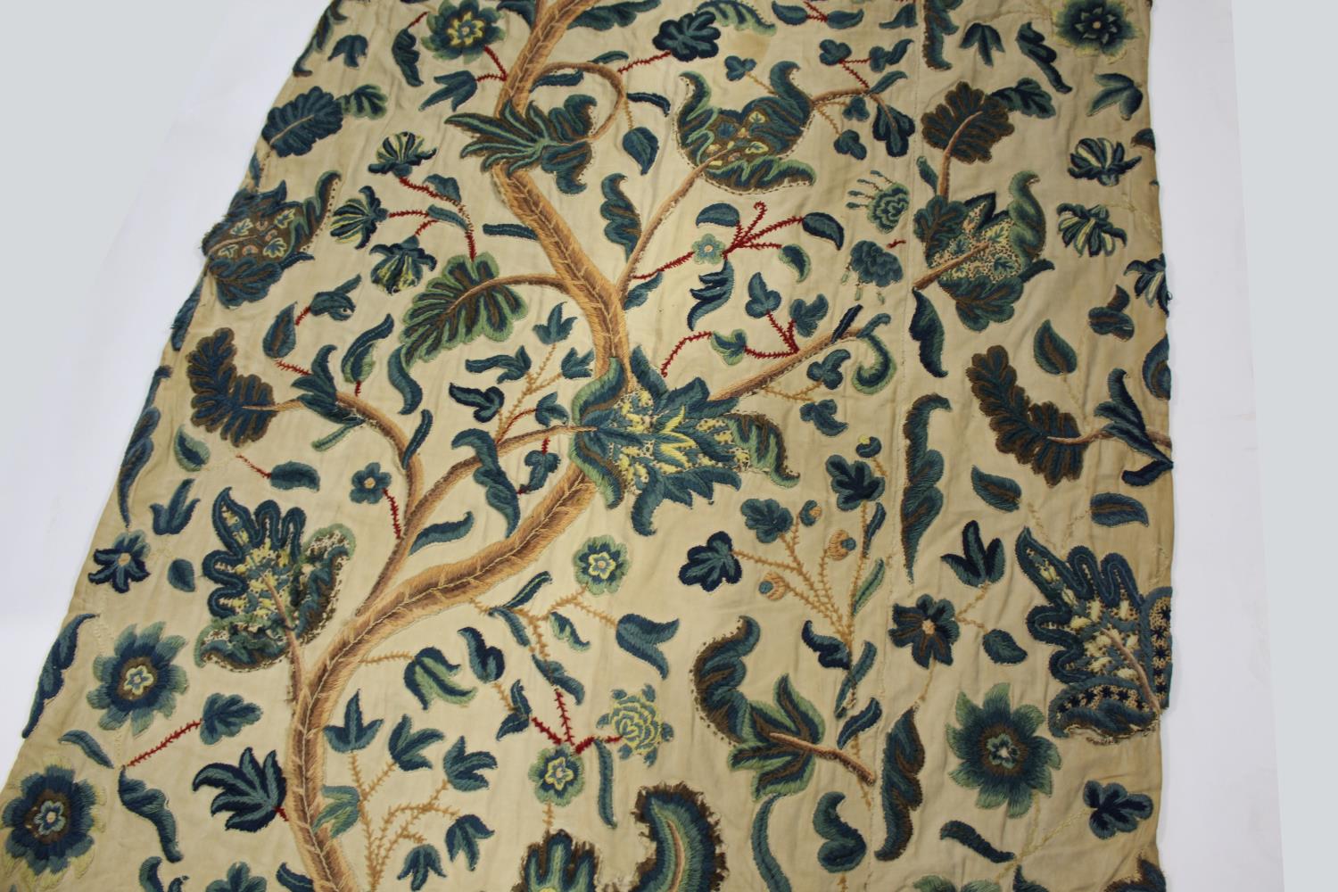 PAIR OF CREWELWORK CURTAINS a pair of curtains adapted in the late 19thc or early 20thc from 18thc - Image 5 of 25