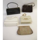 CROCODILE HANDBAGS including a dark green 1960's crocodile handbag, a dark brown 1960's crocodile