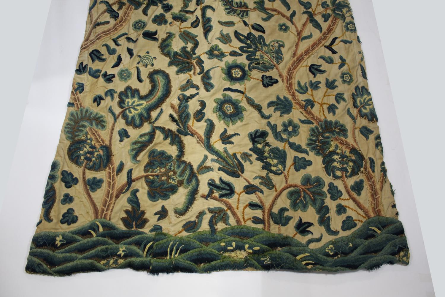 PAIR OF CREWELWORK CURTAINS a pair of curtains adapted in the late 19thc or early 20thc from 18thc - Image 9 of 25