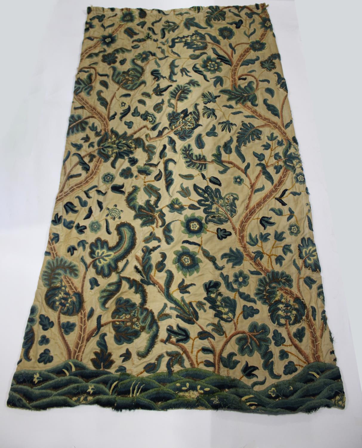 PAIR OF CREWELWORK CURTAINS a pair of curtains adapted in the late 19thc or early 20thc from 18thc - Image 8 of 25