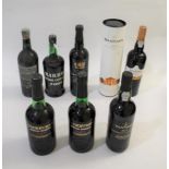 PORT 7 bottles including Dow's 1970, Barros Vintage Character Port, Taylor's Select Reserve Port,