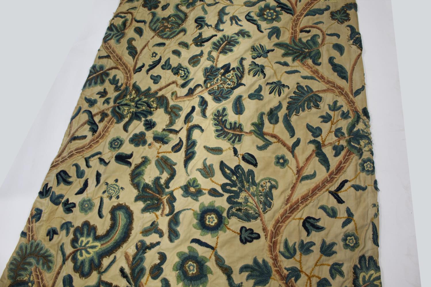 PAIR OF CREWELWORK CURTAINS a pair of curtains adapted in the late 19thc or early 20thc from 18thc - Image 10 of 25