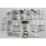 A LATE 19TH CENTURY AUSTRO-HUNGARIAN CANTEEN OF FLATWARE & CUTLERY with plain "fanned" terminals and