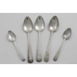A SCOTTISH PROVINCIAL DESSERT SPOON Old English pattern, initialled "M", and two tea spoons (one