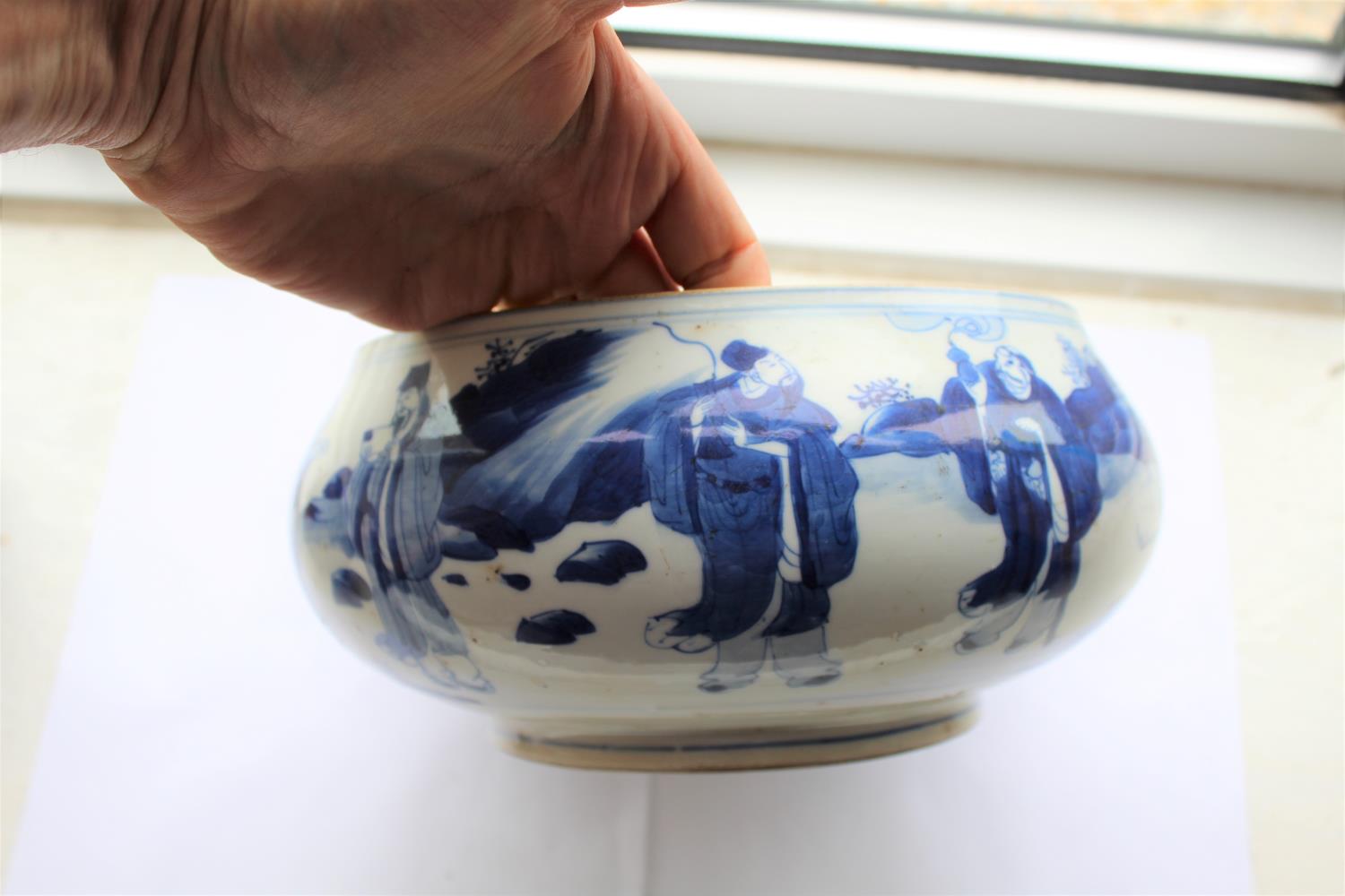 CHINESE PORCELAIN BLUE & WHITE CENSER - KANGXI Qing Dynasty Kangxi period, the rounded sides - Image 19 of 44