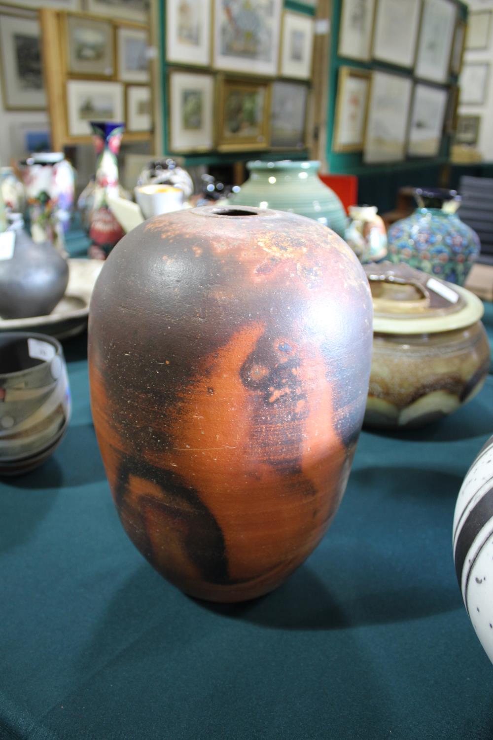 DUNCAN AYSCOUGH - STUDIO POTTERY VASE a burnished vase with narrow neck and globular body, DA mark - Image 7 of 19