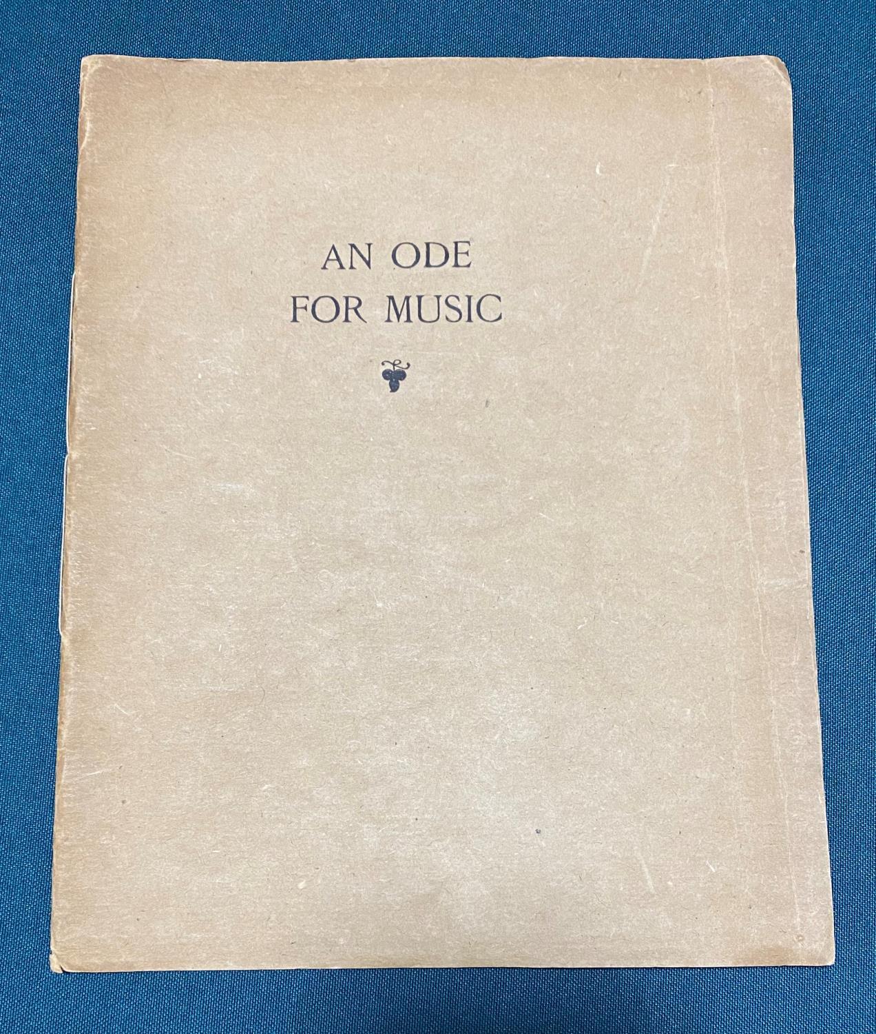 Sassoon, Siegfried. An Ode for Music, one of 50 copies, original brown paper wrappers, 4to, [No