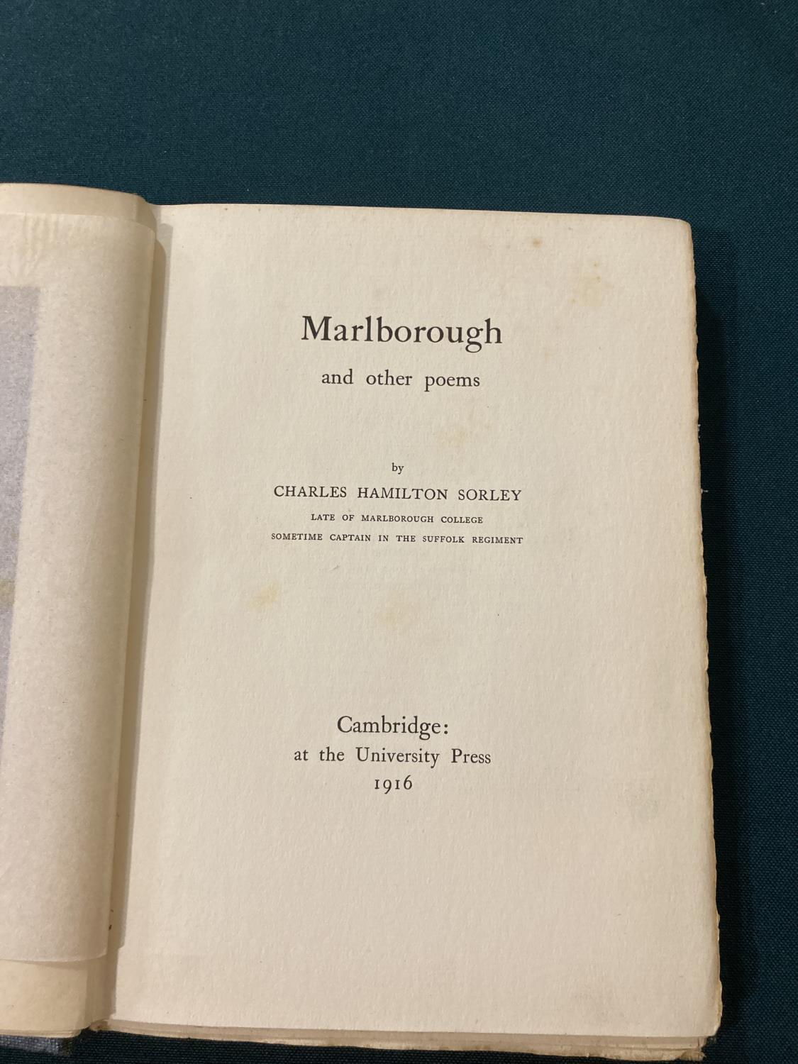 Sorley, Charles Hamilton. Marlborough and other poems, first edition, photographic portrait - Image 8 of 9