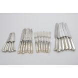 A SET OF SIX LATE VICTORIAN ENGRAVED FISH KNIVES AND FORKS with carved mother of pearl handles,