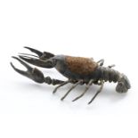 A LATE 19TH CENTURY AUSTRO-HUNGARIAN COLD-PAINTED BRONZE NOVELTY PENWIPE in the form of a lobster;