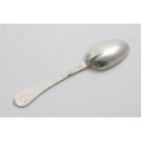 A WILLIAM III TREFID SPOON with a thread-bordered, moulded rattail, scratched "EC" on the back of