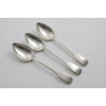 SOUTH AFRICA:- A set of three early 19th century Fiddle pattern table spoons, by Willem Godfried
