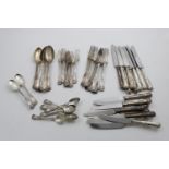 KING'S PATTERN FLATWARE & CUTLERY:- Two table spoons, six table forks, two dessert spoons and six