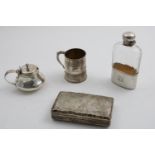 A MIXED LOT:- A Victorian small mug with two bands of incised reeding, inscribed, an Edwardian/
