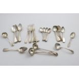 A MIXED LOT:- A set of six Fiddle dessert spoons by Jonathan Hayne, London 1831, a set of six Fiddle