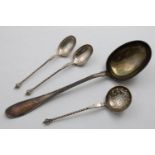 A 19TH CENTURY DANISH LARGE SERVING SPOON monogrammed, by Anton Michelsen, Copenhagen 1868 and three