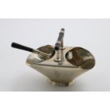 A VICTORIAN SUGAR BASIN in the form of a scuttle with a hardwood rod handle and matching sugar