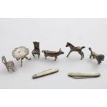 MINIATURES / TOYS:- A poodle, by Nathan & Hayes, Chester 1904, a cow by Levi & Salaman, Birmingham